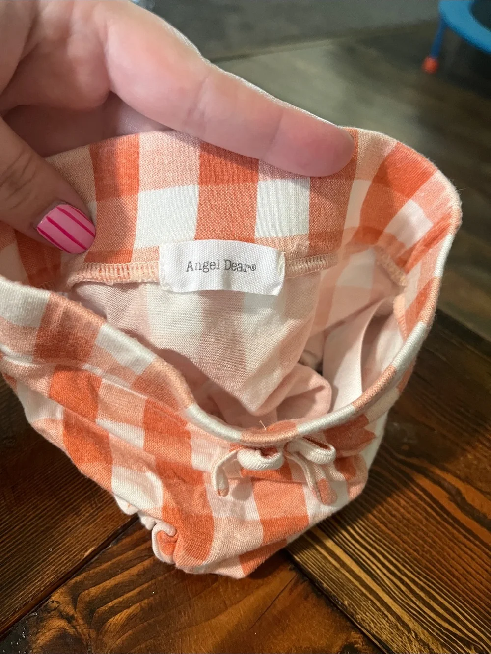 Angel Dear Orange and White Gingham Ruffle Diaper Cover